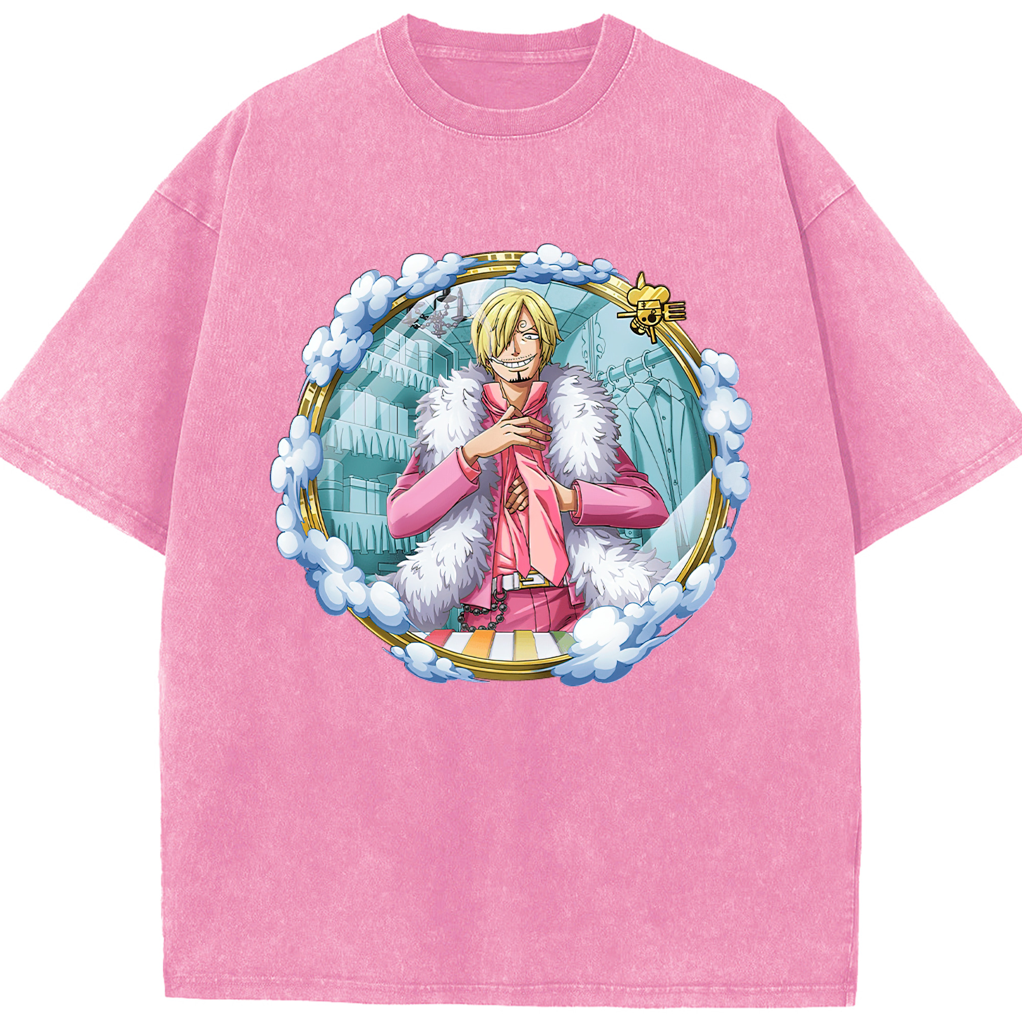 ワンピース サンジ ONE PIECE Sanji 綿100% ヴィンテージ風 半袖Tシャツ（フロントプリント）